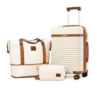 Joyway Valise extensible avec porte-gobelet intelligent et port USB, blanc, Carry-on-20inch, Bagage à main avec poche avant