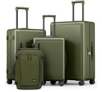 Joyway Valise extensible avec porte-gobelet intelligent et port USB, vert, Aluminium Carry-on, Bagage à main avec cadre en aluminium et poche avant