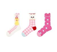 Joyxien 3 Paires Femme Mi-mollet Dentelle Désossée Casual Confortable Simple et Délicat Coton Peigné Chaussettes R8956 Moonlight Rabbit Language