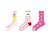 Joyxien Lot de 3 paires de chaussettes décontractées en coton peigné à carreaux noirs et blancs pour femme R8956 Moonlight Rabbit Language