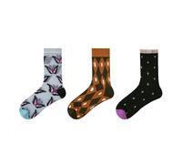 Joyxien Lot de 3 paires de chaussettes mi-mollet style chinois en maille fine respirante papillon littéraire et capables pour femme, Ombre de rêve papillon étoile, One Size
