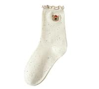 Joyxien Lot de 5 paires de chaussettes fines en dentelle motif champignon pour le printemps et l'automne, Little Bear, Taille unique
