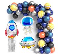 JOYYPOP Guirlande de ballons pour espace extérieur 110 pièces Décoration de fête avec ballons ovnis et astronautes en aluminium argenté pour décoration de fête d'anniversaire