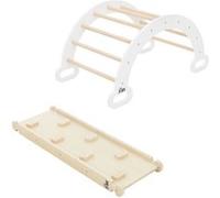 Joyz 2 en 1 Arche à Grimper avec Toboggan, Blanc-Naturel, en Bois, Bascule Arc-en-ciel avec Rampe d'Escalade, Structure d'Escalade en Intérieur, Enfants à Partir de 1 an, Jouet Éducatif Montessori G