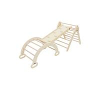 Joyz 3in1 Triangle d'Escalade avec Toboggan et Arche à Grimper, Nature, en Bois, Arche à Bascule avec Rampe d'Escalade, Set d'Escalade Montessori,