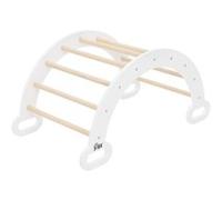Joyz Arche à grimper et bascule pour enfants en bois blanc 89x52x45,5 cm convient aux bébés et jeunes dès 2 ans structure d’escalade balançoire d'apprentissage inspiré méthodes Pikler et Montessori Bl