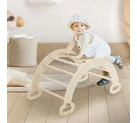 Joyz Arche à Grimper et Bascule pour Enfants en Bois Naturel, 89x52x45,5 cm, pour Bébés et Jeunes dès 2 Ans, Structure d’Escalade Balançoire d'apprentissage Inspiré des Méthodes Pikler et Montessori