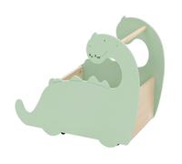 Joyz Coffre à Jouets en Bois Design Dino 57x31,5x49 cm Vert-Nature Bibliothèque Espace Ouvert Chariot à Roulettes Trotteur Pratique