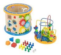 Joyz Cube de motricité 25x20 cm en bois jouet montessori multifonctions cubes d'activités boucle interactif jouet développement cadeau éducatif à partir 12 mois enfants garçon fille cube sensoriel Meh