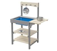 Joyz Cuisine d'Été pour Enfants en Bois Massif, Accessoires en Acier Inoxydable et Évier Amovible, Kitchenette Extérieure, Station de Jeux pour Jardin Résistant aux Intempéries, à partir de 3 Ans