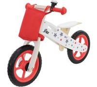 Joyz Draisienne bois rouge pour enfant dès 2 ans avec siège réglable et roues EVA 11 pouces, vélo d'équilibre sans pédales stable et léger, jouet Montessori avec sac, sonnette et poignée de transport 