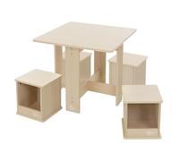 Joyz Ensemble de Table pour Enfant avec 1 Table et 4 Tabourets en Bois, 5 Pièces, Ensemble de Meubles avec Espace de Rangement, Bureau Table à Dessin pour Chambre d'enfant et Salle de Jeux