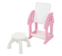 Joyz Ensemble Table de Jeu avec Tableau Magnétique 2 en 1 et Tabouret pour Enfants, Rose et Blanc, HDPE, à partir de 3 Ans, Ensemble de Meubles pour Jouer Dessiner et Construire, Système d'Emboîtage