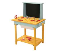 Joyz Établi pour Enfants en Bois de Sapin, avec Tableau et Accessoires, Station de Jeux Extérieure, Atelier de Bricolage et Cuisine d'Été pour Jardin, Coins Arrondis, Stable, à partir de 3 Ans