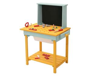 Joyz Établi pour Enfants en Bois de Sapin, avec Tableau et Accessoires, Station de Jeux Extérieure, Atelier de Bricolage et Cuisine d'Été pour Jardin, Coins Arrondis, Stable, à partir de 3 Ans