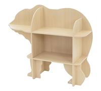 Joyz Étagère pour Enfants 2 Niveaux, Forme Ours, Bois Naturel, 110x 32x83 cm, Étagère à Jouets et Livres, Meubles avec Compartiments à Ranger Ouvertes, Bibliothèque Murale pour Chambre d'enfant Salon