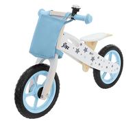 Joyz Mini-Draisienne en Bois, Vélo d'Équilibre Bleu, Vélo d'apprentissage Enfants +2 Ans, Siège Réglable, Roues EVA Increvables 11 Pouces, Sac en Tissu, Sonnette, Poignée Transport, Tricycle Éducatif