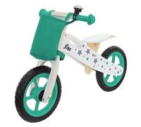 Joyz Mini-Draisienne en Bois, Vélo d'Équilibre Vert, Vélo d'Apprentissage Enfants + 2 Ans, Siège Réglable, Roues EVA Increvables 11 Pouces, Sac en Tissu, Sonnette, Poignée Transport, Tricycle Éducatif