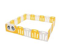 Joyz Parc Bébé Modulable, 240×240 cm, Design Panda, Blanc-Jaune, Pliable, Barrière de Sécurité avec Porte et Horloge Éducative, en Plastique, Antidérapant, Aire de Jeux Enfants, Intérieur/Extérieur