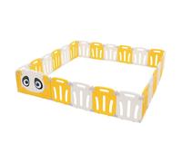 Joyz Parc Bébé Modulable, 240×240 cm, Design Panda, Blanc-Jaune, Pliable, Barrière de Sécurité avec Porte et Horloge Éducative