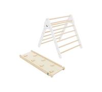 Joyz Structure d'Escalade avec Triangle à Grimper et Toboggan, Bois, Blanc-Naturel, Échelle à Grimper avec Rampe d'Escalade, pour Intérieur, Enfants à Partir de 1 An, Jouet Éducatif Montessori