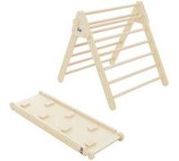 Joyz Structure d'Escalade avec Triangle à Grimper et Toboggan, en Bois, Naturel, Échelle à Braun G