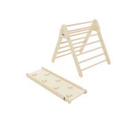 Joyz Structure d'Escalade avec Triangle à Grimper et Toboggan, en Bois, Naturel, Echelle à Grimper avec Rampe d'Escalade, pour Intérieur, Enfants à
