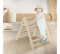 Joyz Triangle d'escalade pour Enfants, Bois Massif Nature, Structure d'escalade Intérieure, Triangle Pikler, Jouet Montessori, Bébé à partir 1 an, Échelle à Grimper/Saisir, Équipement de Jeu Pliable