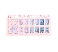 Joyzan 12 Mois Cadre Photo Nouveau Né, Bois BéBé Cadeau De Naissance Petits Cadres photo pour bébé Album Kit Main et Empreinte de Cadre Souvenir Enregistrent Cadea Garçon Fille DIY Fête Grossesse