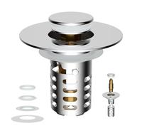 Joyzan Bonde de Lavabo Pop Up, Crépine de Vidange en Acier Inoxydable avec Filtre et Panier Filtrant Amovible Noyau en Laiton avec 4 Rondelles pour Diamètre Intérieur de 1,1 Pouce à 2,36 Pouces