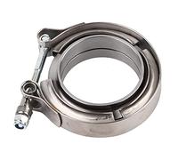 Joyzan Collier Serrage échappement Bride V, Moto Tuyau Bride Turbo Pince Acier Inoxydable Manchon Echappement Turbine Tuyaux Drainage Raccord Complet Diamètre Intérieur Kit Avec Mâle Femelle Descente