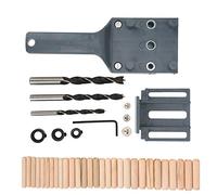 Joyzan Guide Perceuse Trous Goujon Bois, Gabarit Tourillon Perçage Cheville Butée Parallèle Goujonnage Taille Réglable Antidérapant Travail Outil Manuel Utilisatio ABS Poche Clip Droit 6,8,10MM