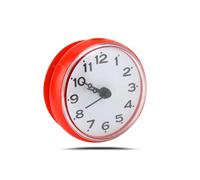 Joyzan Horloge Douche Ventouse, Murale Mini Horloge Étanche pour Salle de Bain Horloge Imperméable Ronde Suspendue Miroir Aspiration Horloge Décorative Visage Arabe Numérique Cadran Accessoire(Rouge)