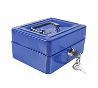 Joyzan Petit Coffre Fort pour la Maison avec 6 Compartiments, Boîte Étanche Ignifuge avec Serrure à Clé Mini Portable en Acier Verrouillable Poignée Couche et 2 Clés Pour Pièces de Monnaie Bijoux Bleu