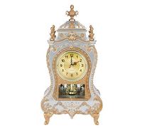 Joyzan Réveil de Table, Horloge Murale avec Pendule et carillons Horloge de Bureau de Table de Style européen Vintage Classique Horloge Antique pour la Maison, Le Salon, la Chambre à Coucher(Blanche)