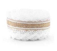 Joyzan Ruban de Dentelle en Toile Jute, Ruban Jute Naturel avec Blanc Coeur Forme Vintage Bordure Rouleau Déco Mariage Artisanat Decoratif Travaux Manuels pour Maison DIY Noël Fête Craft 10m