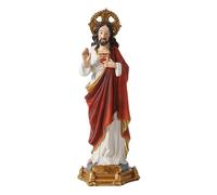 Joyzan Statue du Saint-Cœur de Jésus, Figurine Religieuse Résine Exquise, Figurine de Saint Peinte à La Main avec Cœur Sacré pour La Décoration de L'autel de La Maison et des Paramètres d'église