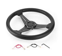 Joyzan Volant de Course de Jeu Universel en Alliage d'Aluminium Volant de Course de Force Motrice avec Bouton de Corne Poignée en PU pour Course Rallye Motorsport Voiture Sim Conduite 14 Pouces(Noir)
