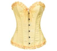 JozAdy Corset pour femme en satin à lacets avec baleines, bustier, grande taille, jaune, L