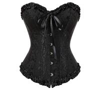 JozAdy Corset pour femme en satin à lacets avec baleines, bustier, grande taille, Noir , M