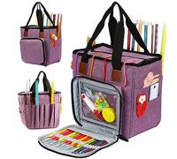 JOZEA JOZEA Sac de rangement portable pour projets de tricot, organisateur de fil, crochet et aiguilles à tricoter