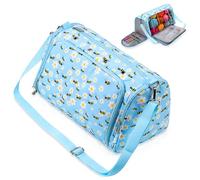 JOZEA Sac à tricoter pour crochet, sac de rangement portable avec compartiments individuels pour transporter des projets inachevés, Abeille bleue (stockage de laine), Moderne