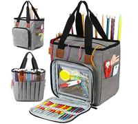 JOZEA Sac de Rangement pour projets de Tricot, Organiseur pour Fils, Crochets, Aiguilles à Tricoter, Sac à Main pour Tricot (Gris avancé)