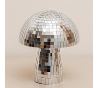 JOZHENJU Boule disco argentée en forme de champignon, sculpture lumineuse décorative réfléchissante, 17,8 cm, décoration polyvalente pour la maison et les fêtes, thèmes rétro et modernes, idée cadeau