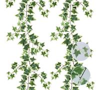 JOZMMZEOOA 180CM Lierre Artificiel 2 Pièces Plantes Artificielles Tombante Interieur Liane Artificielle Guirlande Lierre Artificielles,pour Decoration Chambre Maison Bureau (Blanc Vert)