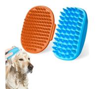 JOZMMZEOOA 2 Pièces Silicone Brosse Laver Chien,Brosse Chien Poil Court Chat avec Poignée Boucle Toilettage Silicone Poils Animaux,pour Élimine Morts Poussière Saleté (Orange/Blau)