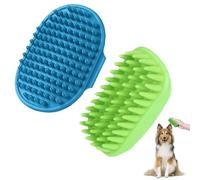 JOZMMZEOOA 2 Pièces Silicone Brosse Laver Chien,Brosse Chien Poil Court Chat avec Poignée Boucle Toilettage Silicone Poils Animaux,pour Élimine Morts Poussière Saleté (Blau/Grün)