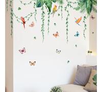 JOZMMZEOOA 2 Pièces Stickers Muraux Feuilles 30 x 90cm Tropicales Vertes Autocollant Mural Nature Plante Tropical Stickers Muraux Jungle Couloir,pour Murale Chambre Salon Bureau Mur TV (B)