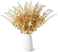 JOZMMZEOOA 24 Pièces Eucalyptus Artificiel,Fleur Sechees Decoration Plante Artificielle Eucalyptus Branche Decorative Feuillage Artificiel Vertes avec Tige,pour Maison et Table Noël DécorationOr