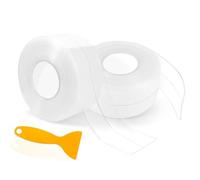 JOZMMZEOOA 3.2M Plinthe Souple Autoadhésive,Transparent PVC Joint Douche Plinthe Bande Etancheite Salle de Bain Ruban Adhésif Joint Autocollant,Adapté Cuisine Toilettes Anti-Moisissure Calfeutrage
